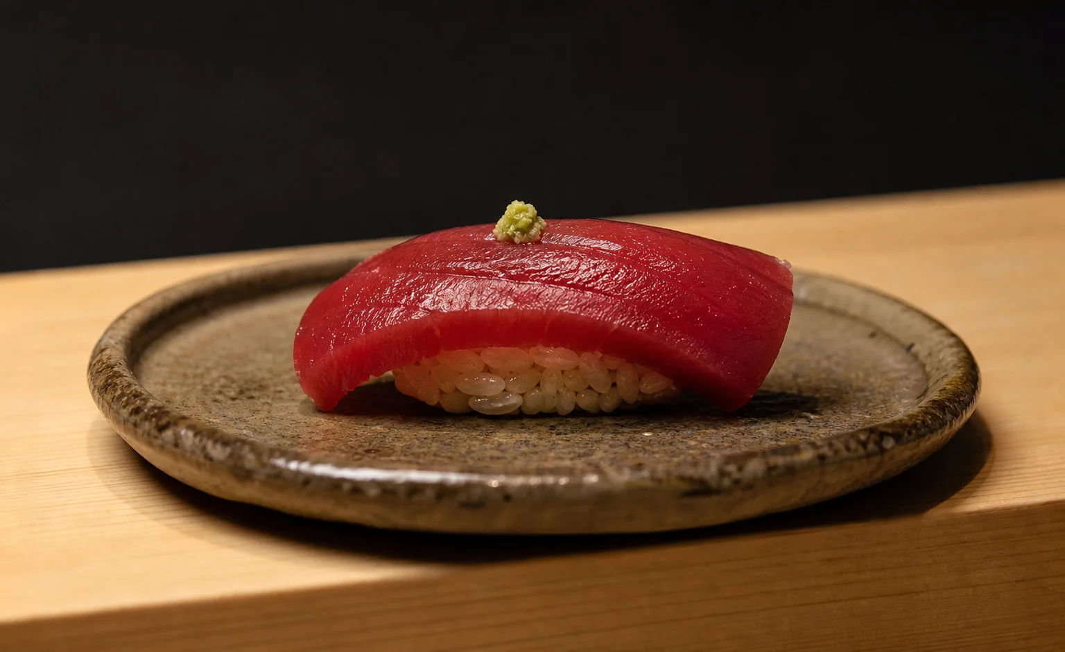 Akami tuna nigiri served at the Kuro Hana counter